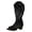 Black, variant on Breathable Mesh Hollow Open Toe Tall Western Boots for Ladies, V-Cut Shaft Chunky Heel Leather Knee Boots, Light Footwear Black 7.5(40)