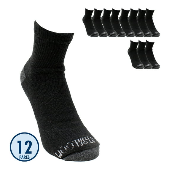 Fruit of the Loom Quarter Caballero Unitalla Algodón Afelpado Negro 24 pares