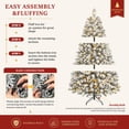 thumbnail image 5 of Lolsea 7ft Prelit Snow Flocked Artificial Holiday Christmas Tree w/ Warm White Lights, Foldable Stand, Full Snow Branch Tips, 5 of 11