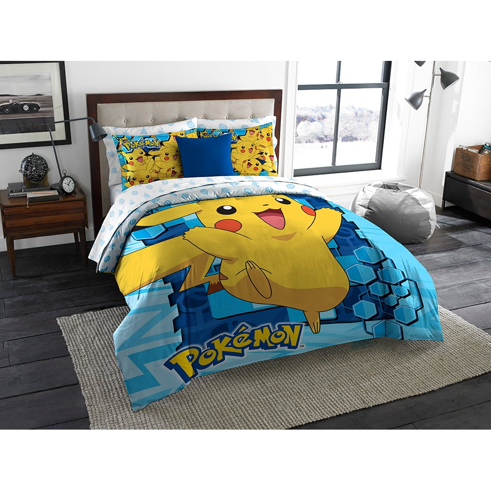 Pokemon "Big Pika" Twin/Full Comforter with 2 Pillow Shams ...