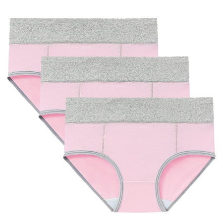 ATOYSOY Women s Period Underpants Plus Size Hip Lifting Cotton Panties  3 Pack Multipack Shapewear Control Briefs for Ladies Solid Leak Proof Panty Comfy Clearance Stretchy Pink XXXL