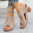 thumbnail image 5 of Sandals for Women Heel Ankle Strap Wedge Casual On Beach Open Toe Summer Shoes High Heels Peep T-Strap Cutout Back Comfy Heeled Dressy Low Arch Support Vacation Sandal, 5 of 9