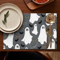 thumbnail image 5 of Gray Halloween Ghosts Bats and Boo Summer Placemats Table Placemats Set Of 4-Linen Kitchen Washable Placemats Table Mats 11.8"x17.7" Non-Slip Heat Resistant, 5 of 6
