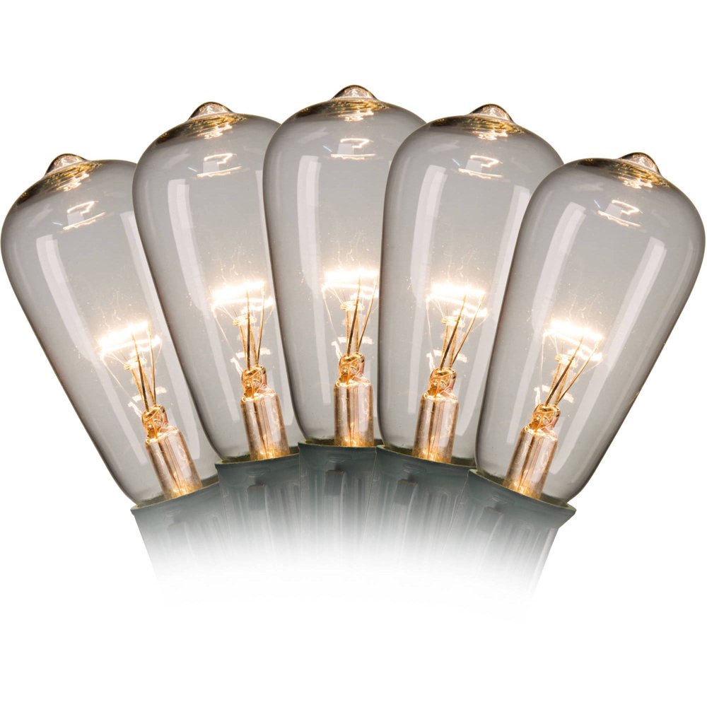 Holiday Time Christmas Edison Lights, 20ct / 19ft Green Wire Walmart