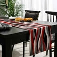 thumbnail image 4 of Red Stripe Cotton Linen Table Runner 13 x 70 inch Grey Moire Ombre Geometric Modern Abstract Non-slip Rectangular Dining Table Decor for Wedding Party Holiday Dinner, 4 of 8