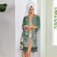 thumbnail image 4 of BOMYJESK Women's Zipper Robe 3/4 Sleeve Bathrobe Above Knee Zip Up House Coats Lightweight Soft House Dress with Pockets Red M, 4 of 7