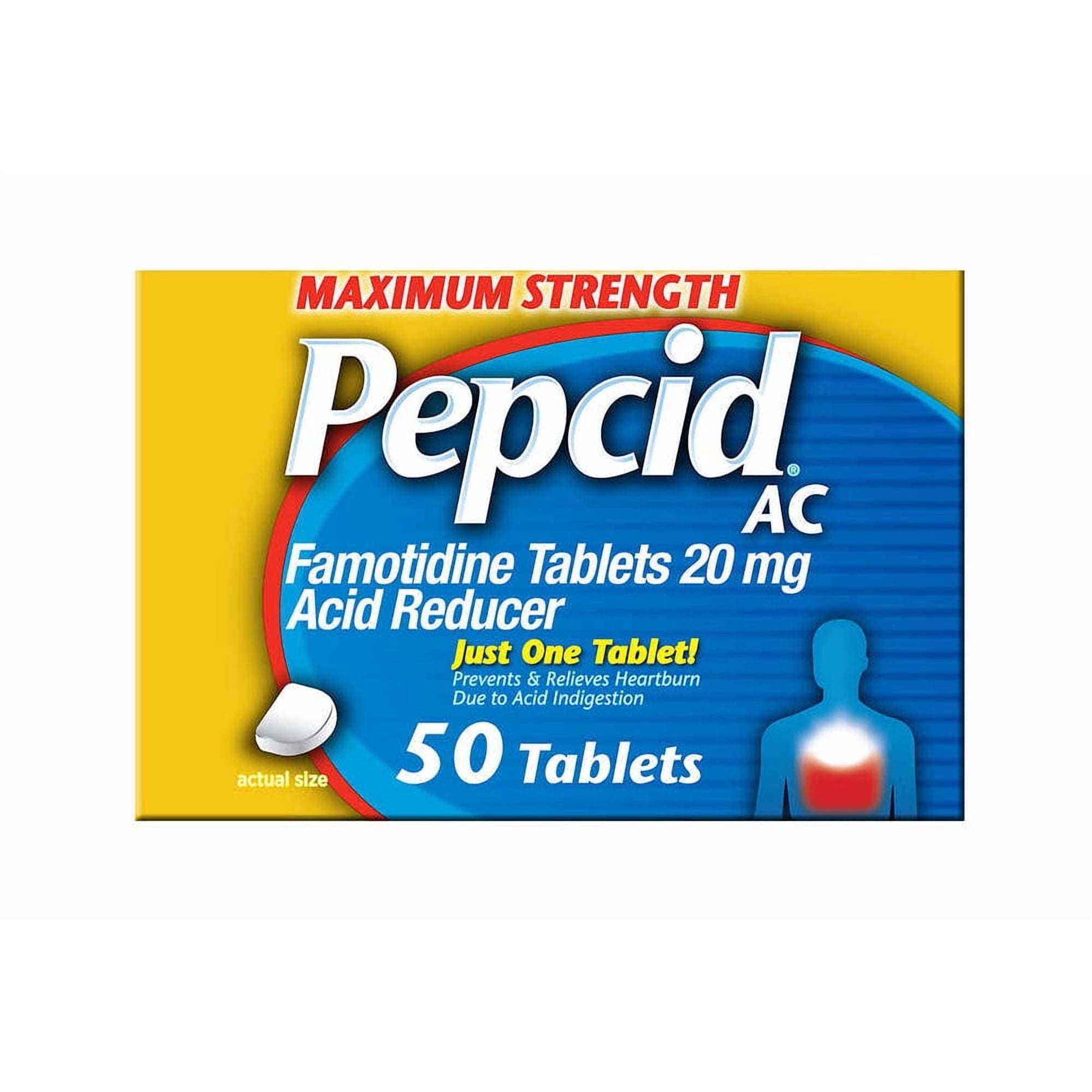 2 PACK | Pepcid AC Acid Reducer Tablets Maximum Strength 100 Count 2 Pack