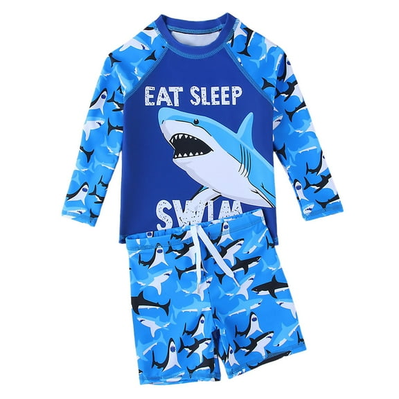 Gerichy Boys Swim Set, 2T 3T 4T 5T Swimsuit Boys Children's Swimsuits Boys' Two Piece Short Sleeve Swimming Suits Leaf Printed Summer Quick Drying Boys' Swimsuits
