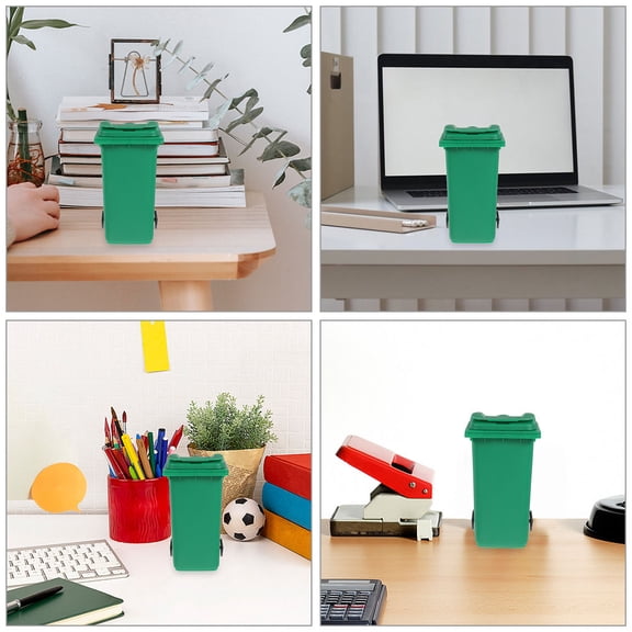 UPGRATOR Desktop Waste Can Green PP Material Multifunctional Pen Holder and Trash Bin 6Pcs