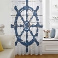 thumbnail image 6 of Navy Blue Coastal Sheer Curtains 45 Inches Long, Vintage Nautical Summer Rudder Light Filering Curtains, Breathable Simi Curtain Privacy Drapes for Kitchen Bathroom Lightweight Small Window Treatment, 6 of 9