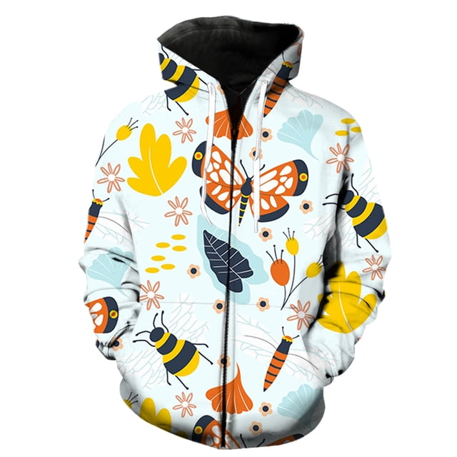 Sudadera con capucha y cremallera para hombre, diseño de mariposa de dibujos animados, estilo urbano, informal, de gran tamaño, con capucha, unisex, estilo hip hop.