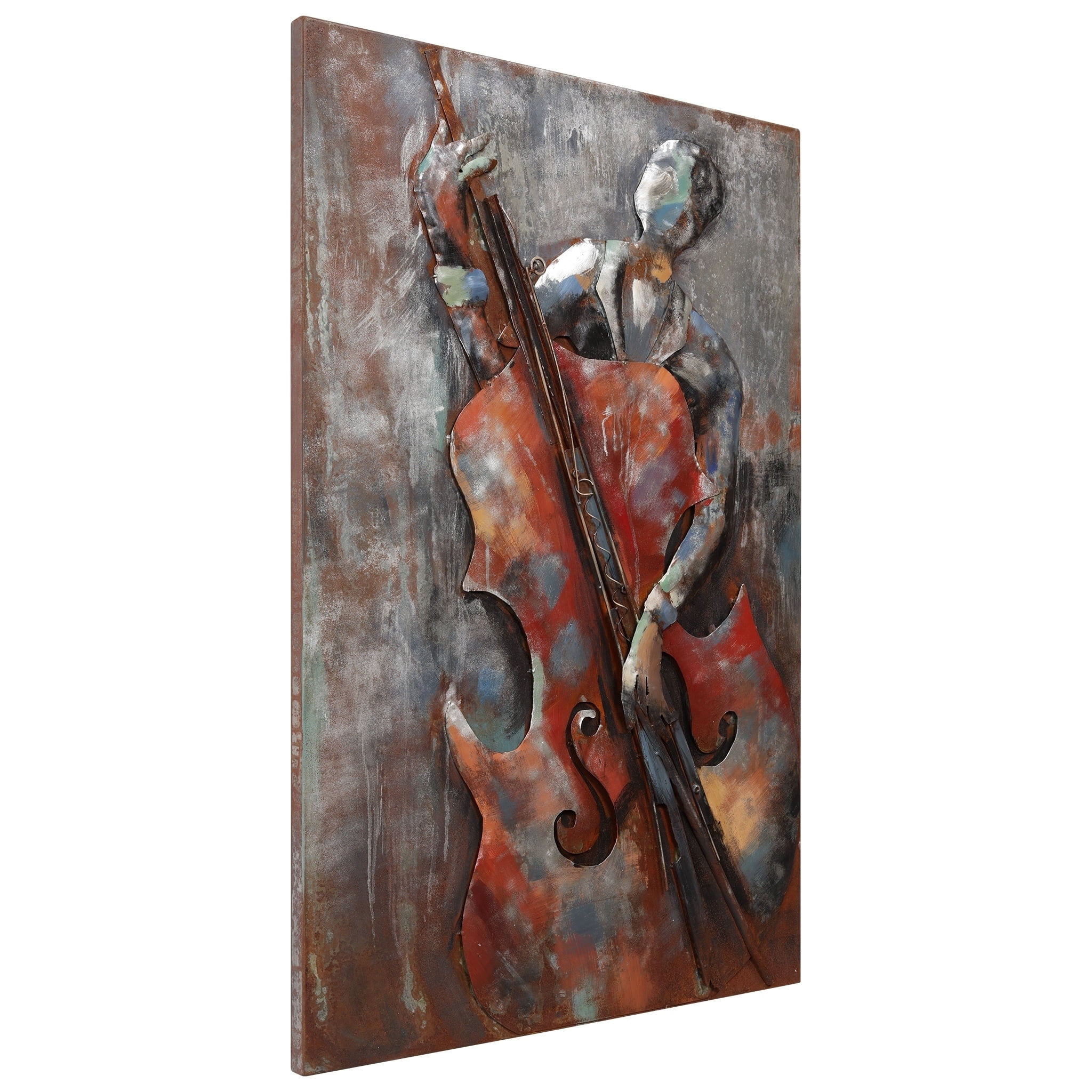 Empire Art "The Bassist" Mixed Media Iron Hand Painted Dimensional Wall Décor