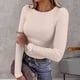 thumbnail image 1 of MKLEKYY Camiseta Mujer Camiseta Básica Informal Ajustada De Manga Larga Con Cuello Redondo Y Canalé Para Mujer, 140 Talla M, 1 of 3