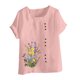 thumbnail image 2 of TaTaai Casual Printed Button Blouse, Women's Short Sleeve Linen Feel T-Shirt, Comfortable Top for All Seasons Gift, 2 of 4
