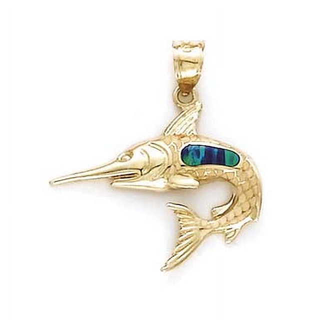 Collier Pendentif Opale Simulée en Or Jaune 14k Épée Bijoux Cadeaux pour Femmes