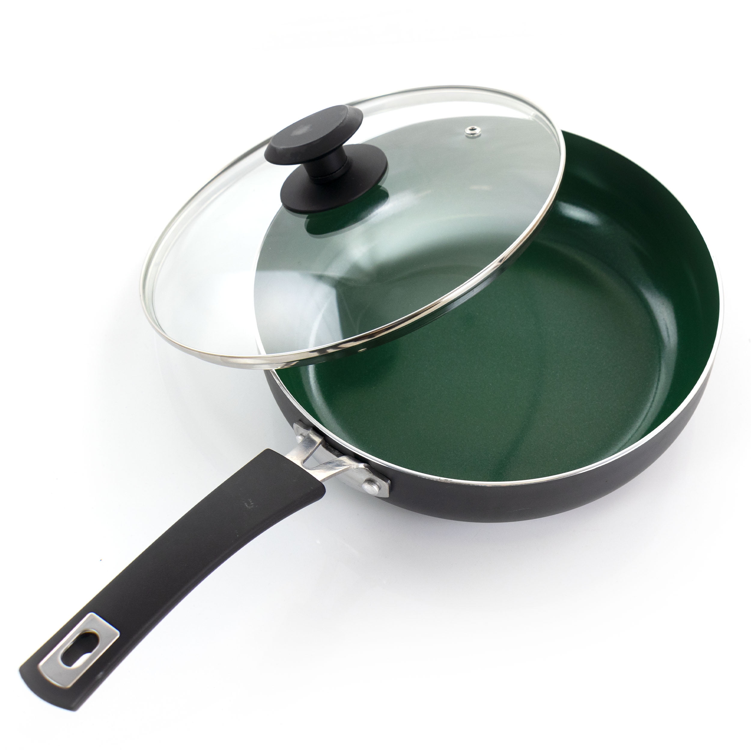 15441342 B. Green 10-Inch Sauté Pan with Glass Lid