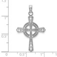 thumbnail image 2 of 14k White Gold Beaded Irish Claddagh Celtic Trinity Knot Religious Faith Cross With Eternity Circle 29.3x20mm Wide Penda, 2 of 2