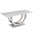 thumbnail image 5 of 69.30 Inch Rectangular Dining Table, Modern Simple MDF Faux Marble Tabletop, Stainless Steel Mirror Surface In Silver Color, Suitable For 4-6 People, White Marble Pattern, Silver Mirror, 5 of 12