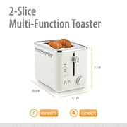 Toastmaster 2-Slice Multi-Function Toaster - Star White with Lever and Dial Controls, Extra Wide Slots, High Rise Toast Lift and Gluten Free Setting, 900W