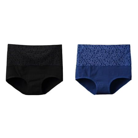 (2-Pack) Kcodviy Women s Solid Color Underwear Briefs for Women Pack Cotton High Waisted Underwear Panties Womens Small Plus Size Underwear Brief for Women Underwear for Women Pack Plus Si