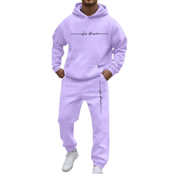MEZZALL Men Casual Outfits Sets Solid Color Sweatshirt Sweatpants Two Piece Hooded Trousers Sports Suits Pocket Long Sleeve Hoodies Drawstring Pants Clothes Sets Breathable Clothing