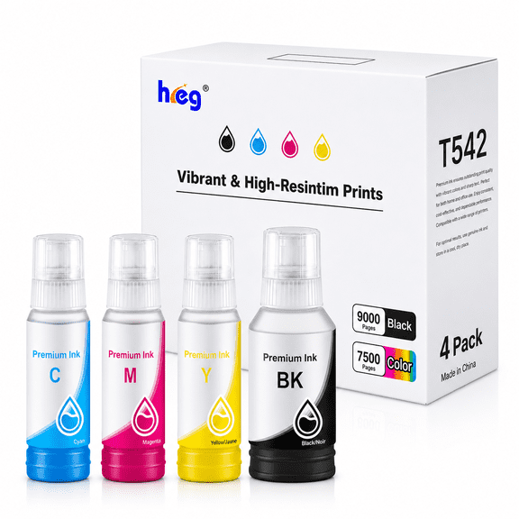542 Ink Bottles Refill Replacement for Ecotank Pro ET-5850 5800 5880 16600 16650 ST-C8000 Printer(4 Pack)