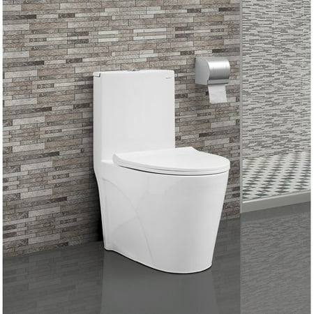Swiss Madison SM-1T254 St. Tropez One Piece Elongated Dual 0.8/1.28  GPF Flush Toilet with Soft Closing (Best One Piece Toilets 2019)