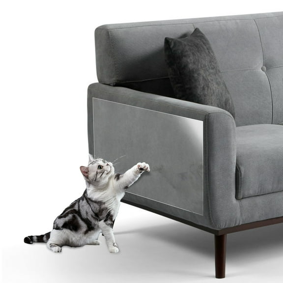 10 Pack Cat Scratch Furniture Protector, Self Adhesive Anti Scratch Cat Tape with Scraper & Twist Pins, Plastic Sofa Cat Scratcher Protection for Door Couch Wall Carpet (15.7" x 11.8")