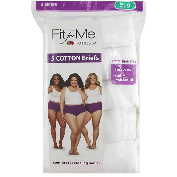 Fit for Me by Fruit of the Loom Women's Plus Cotton White Brief Panties - 5 Pack
