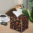 thumbnail image 2 of ZIATUBLE Thanksgiving Maple Leaves Square Tissue Box Cover PU Tissue Box Covers Rrectangular Facial Cube Tissue Box Holder Case Dispenser with Snap Button Tissue Cube Organizer, 2 of 7