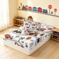 thumbnail image 4 of Erosebridal Construction Site Twin Sheets, Excavator Bedding, White Map 3-Piece (1 Flat Sheet, 1 Fitted Sheet and 1 Pillowcase), 4 of 6