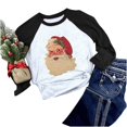 thumbnail image 1 of Camiseta de Navidad para mujer, temporada festiva, regalo para amantes, camiseta de manga larga, camiseta con costuras a juego de colores para mujer Pompotops  gfhjh4416, 1 of 7