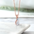 thumbnail image 4 of Gem Stone King 18K Rose Gold Plated Silver Swiss Blue Topaz Pendant with Chain Set with Moissanite (2.05 Cttw), 4 of 4