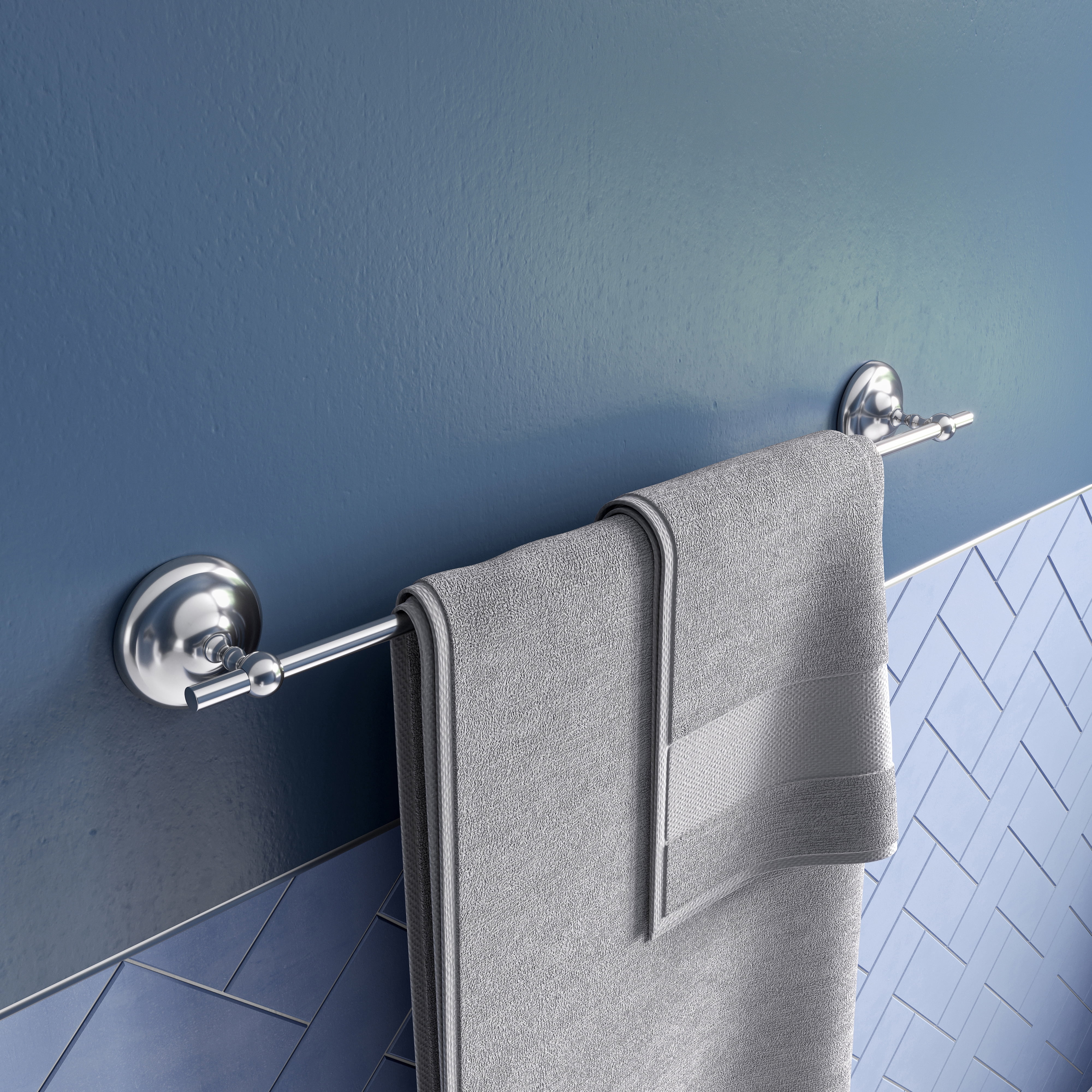 Croydex Grosvenor Flexi-Fix Screw or Glue 26.45" Towel Bar, Chrome