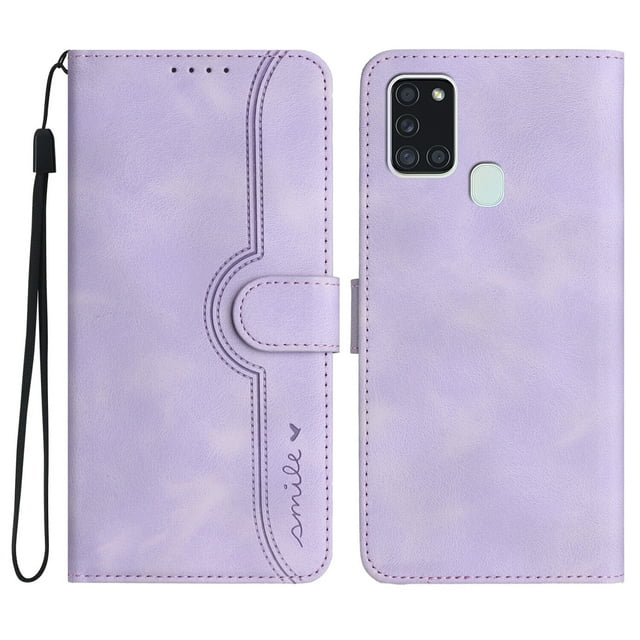 Compatible with Samsung Galaxy A21S Case Premium PU Leather Wallet with Built-in Magnet Cover