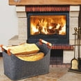 thumbnail image 2 of Firewood Baskets, Wood Basket, Extra Thick Firewood Basket, Large Firewood Bag, Felt Basket for Firewood, Fireplace with Wooden Handles, up to 40 kg, 45 x 32 x 40 cm, 2 of 7
