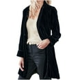 thumbnail image 2 of Women's Casual Velvet Long Cardigan Jacket Loose Suit Style Blazer Outer​​, 2 of 9