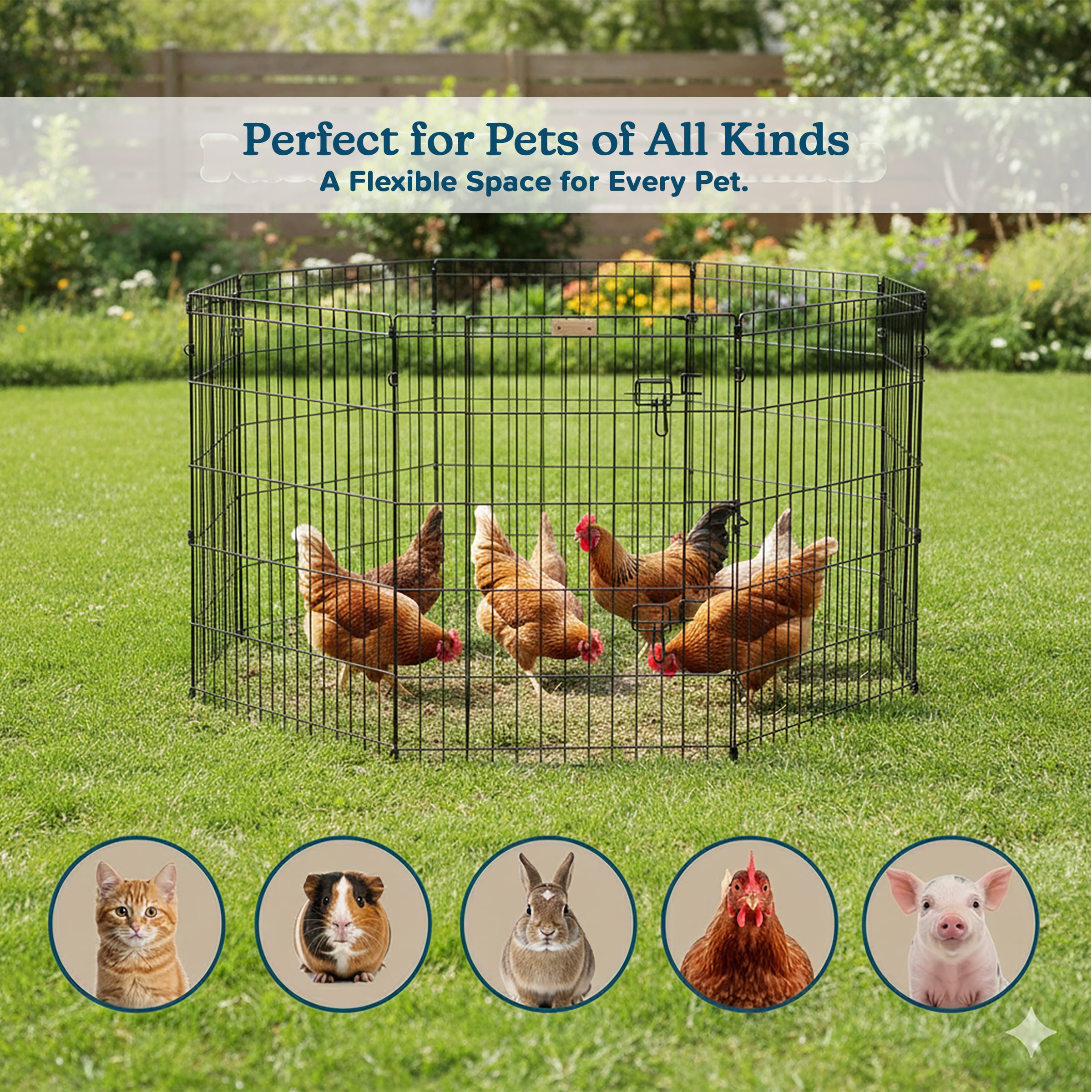PETMAKER Indoor/Outdoor Foldable Puppy Dog Playpen - Eight 24x30in Panels