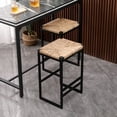 thumbnail image 3 of Water Hyacinth Woven Dining Chairs, Bar Stools without Back, Metal Legs, Dining Chairs, Kitchen Breakfast Bar Stools with Footrest for Kitchen Dining room Bistro(Natural,Set of 4), 3 of 11