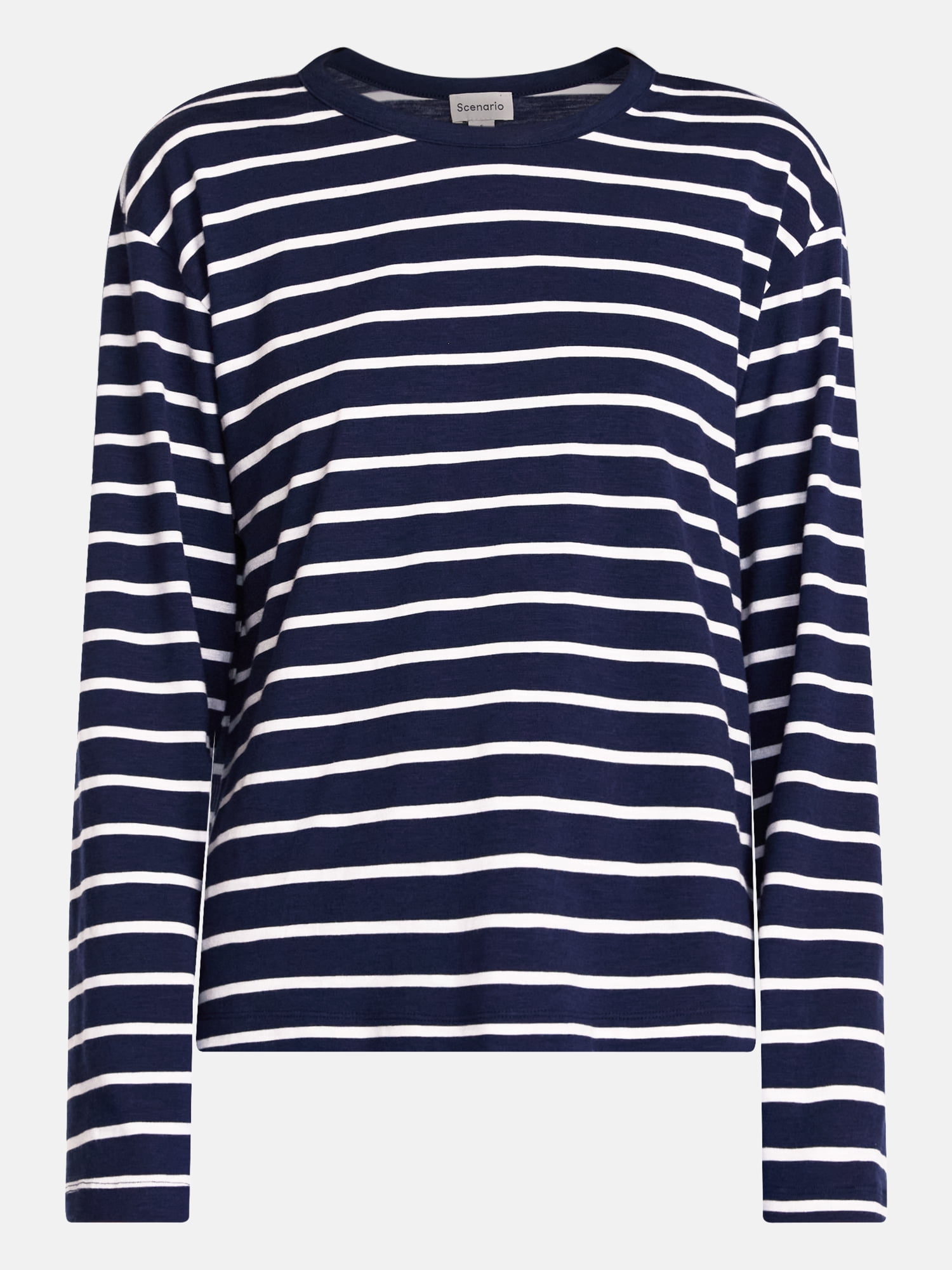 Scenario Women's and Women's Plus Relaxed Slub Tee with Long Sleeves, Sizes XS-4X