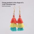 thumbnail image 4 of Sonducket 1 par de pendientes bohemios con borlas, colgantes coloridos para las orejas, árbol de Navidad, borlas de 3 capas, accesorios Hippie, Ropa, zapatos y accesorios Miscelánea Vino rojo, 4 of 6