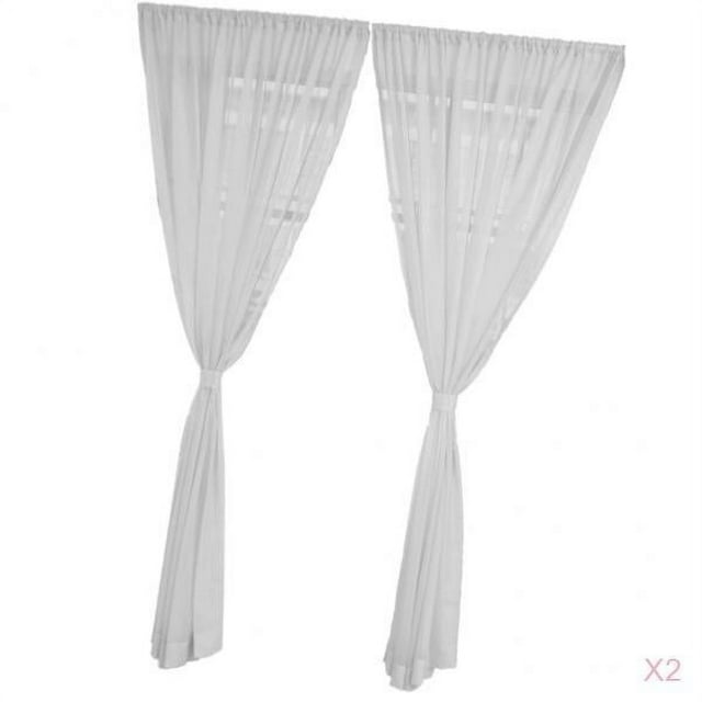 Cortina de Cocina de 4 Paneles, Cortina para Puerta, Ventana, Gasa, 100x200cm