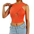 thumbnail image 2 of SUNSIOM Women's Criss Cross Tank Tops, Sleeveless Solid Color Cutout Crop Tops, 2 of 9
