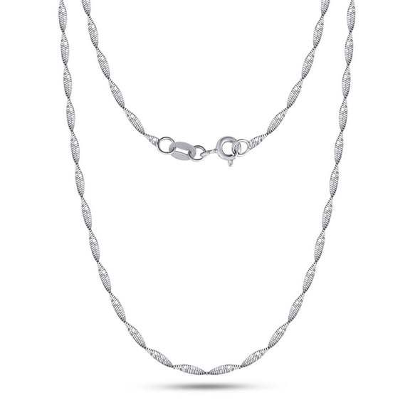 AFFY Twisted Herringbone Chain Necklace for Women and Men Italian Crafted 1.75mm Flexible Chain 24 Inch 14K White Gold Over 925 Sterling Silver with Spring Ring Clasp