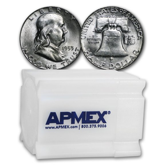1953-S Franklin Half Dollar 20-Coin Roll BU