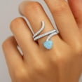 thumbnail image 6 of 7MM Heart Shape Wrap Bypass Ring Natural Larimar 925 Silver Women Valentines Day Gifts Rings, 6 of 7