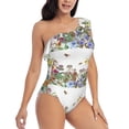 thumbnail image 3 of Easygdp Herbs and Wildflowers Women's One Shoulder Ruffle Monokini Bathing Suits with Removable Chest Pad, Quick Drying - X-Large, 3 of 8