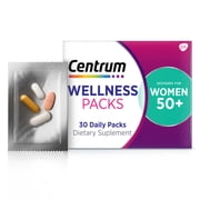 Centrum Wellness Packs Daily Vitamins for Women In Their 50S, With Complete Multivitamin, Calcium, Vitamin C 1000Mg With Rose Hips and Turmeric Complex - 30 Packs/1 Month Supply