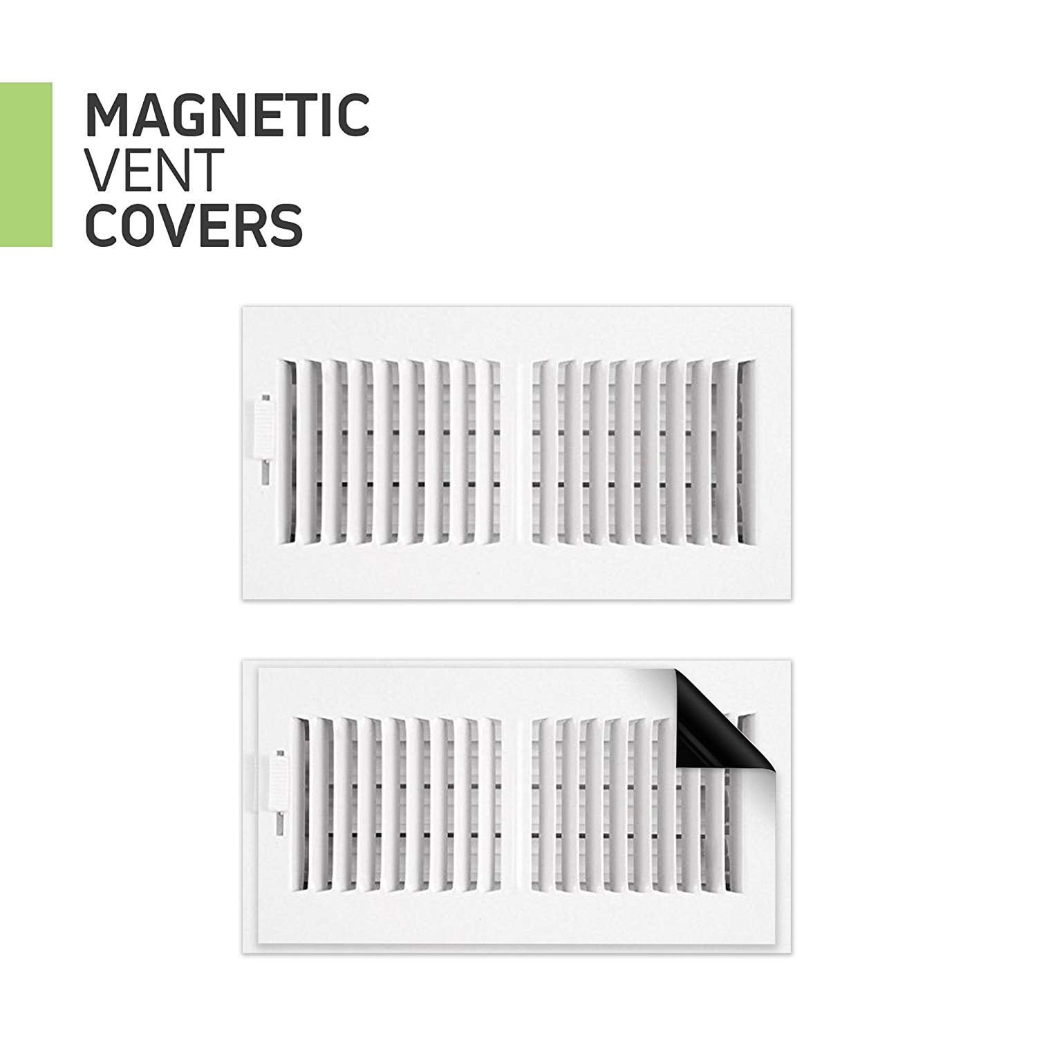 Strong Magnetic Vent Cover Register Cover for Air Vents & Looks Like a Vent Grille! an AC Vent Deflector in A Magnetic Sheet Form - Pure White Magnetic Sheet - 8 inch X 15 inch (6 Pack)
