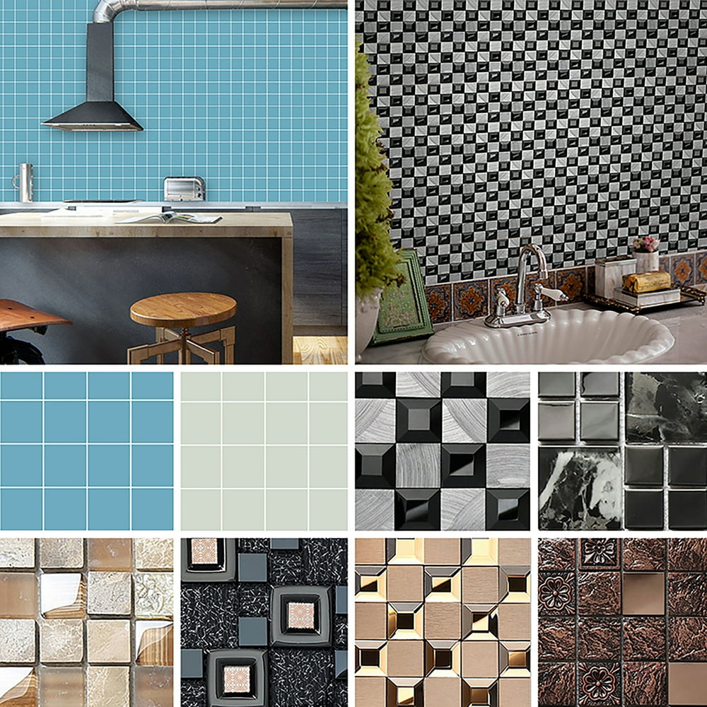PVC Mosaic Selfadhesive Bathroom Kitchen Decals Tile Texture Decor